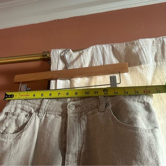 Vintage J. Crew Men’s 100% Linen Pants Khaki Tan Beige Button Fly Beach Resort - Picture 7 of 9